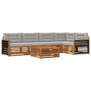 vidaXL Комплект дивани за открито 6 pcs Натурално и светлосиво