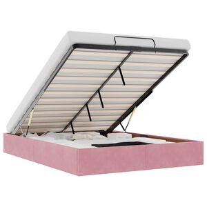 vidaXL Османска рамка за легло без матрак, розова, 140x200 см, кадифе