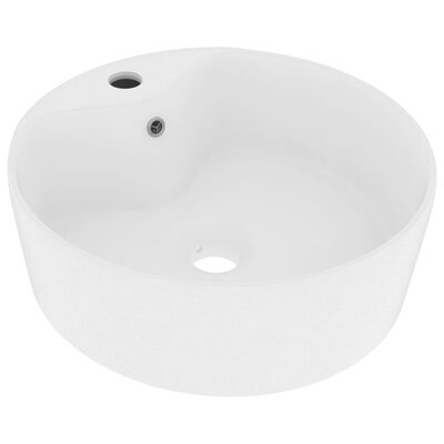 vidaXL Луксозна мивка с преливник бял мат 36x13 см керамика