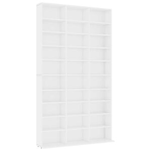 vidaXL Етажерка за компактдискове бяла 102x23x177,5 см инженерно дърво