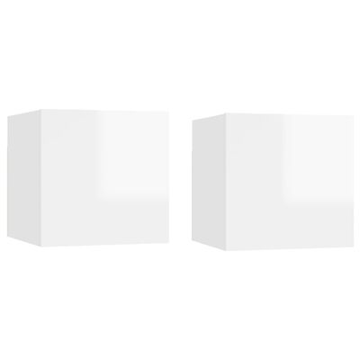 vidaXL ТВ шкафове за стенен монтаж, 2 бр, бял гланц, 30,5x30x30 см
