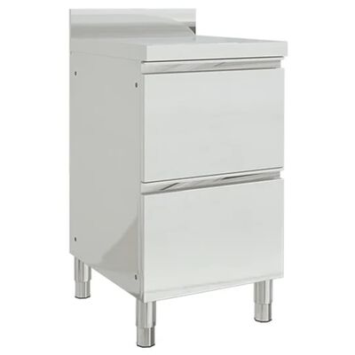 vidaXL Търговски кухненски шкафове с 2 чекмеджета, 2 бр, инокс
