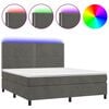 vidaXL Боксспринг легло с матрак и LED, тъмносиво, 180x200 см, кадифе