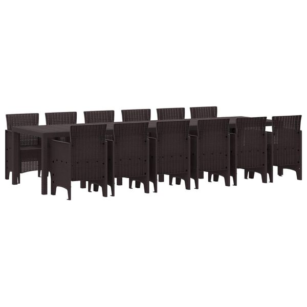 vidaXL Комплект за хранене в градината 13 pcs Кафяво Ратан Polt