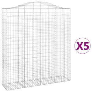 vidaXL Габионни кошници арка 5 бр 200x50x220/240 см поцинковано желязо