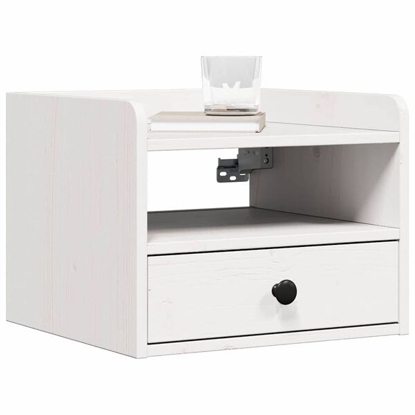 vidaXL Нощно шкафче 2 pcs Бяло 38 x 36 x 29,5 см Борово дърво масив