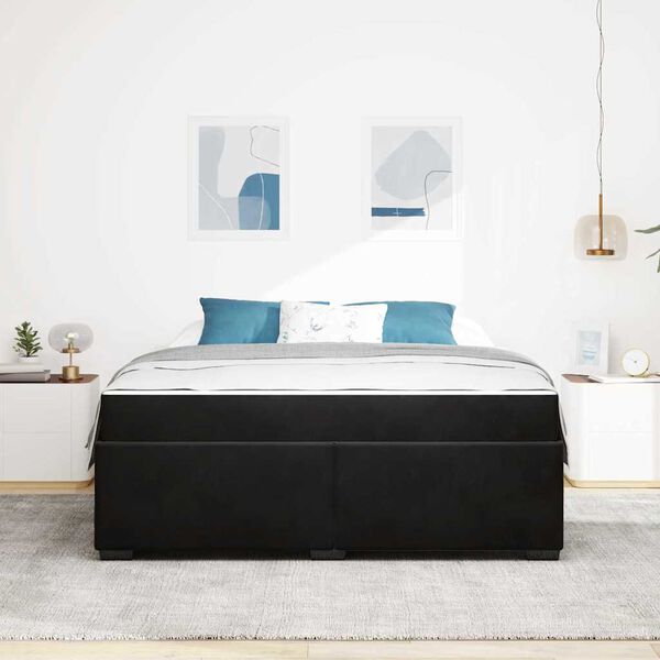 vidaXL Рамка за легло с матрак Черно 180 x 200 cm текстил