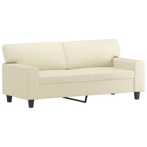 vidaXL 2-местен диван, кремава, 140 см, изкуствена кожа
