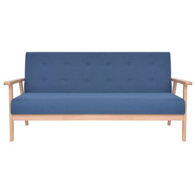 vidaXL Комплект дивани и кресло, 3 части, плат, сини