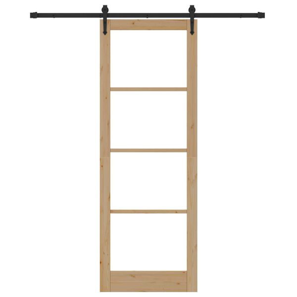 vidaXL Преплъзваща се врата Естествено и черно 83 x 232 см