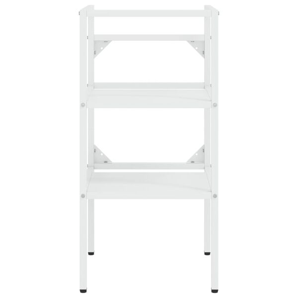 vidaXL Рамка за мивка за баня с вграден умивалник, бяла, желязна