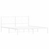 vidaXL Метална рамка за легло с горна табла, бяла, 180x200 см