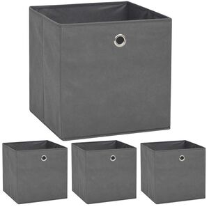 vidaXL Кутии за съхранение, 4 бр, нетъкан текстил, 32x32x32 см, сиви