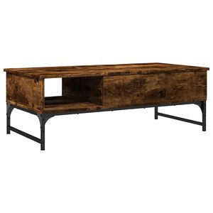 vidaXL Кафе маса, опушен дъб, 100x50x35 см, инженерно дърво и метал