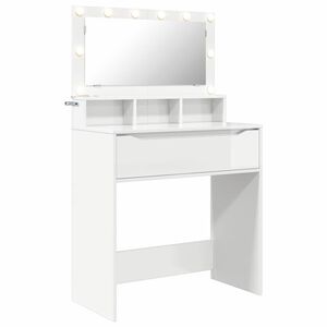 vidaXL Тоалетки за спалня с чекмедже Лъскаво бяло 80 x 39,6 x 135 см