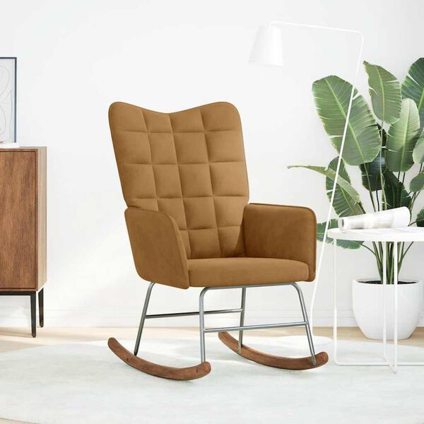 vidaXL Люлеещ стол, кафяв, кадифе