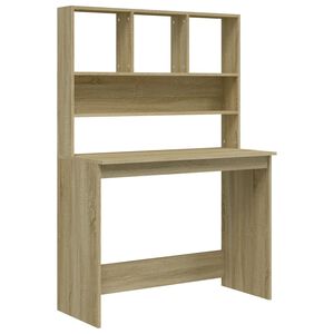 vidaXL Бюро с рафтове, сонома дъб, 102x45x148 см, инженерно дърво
