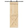 vidaXL Плъзгаща врата с монтажни части, 70x210 см, борово дърво масив