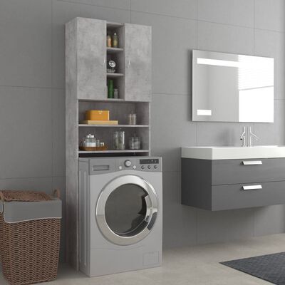 vidaXL Шкаф за пералня, бетонно сив, 64x25,5x190 см