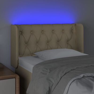 vidaXL LED горна табла за легло, кремава, 83x16x78/88 см, плат