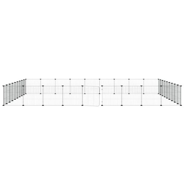 vidaXL Клетка за животни с врата, 36 панела, черна, 35x35 см, стомана