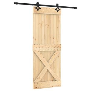 vidaXL Преплъзваща се врата 80 x 210 cm Естествено и черно