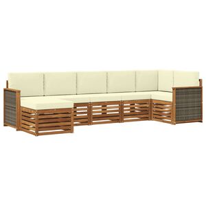 vidaXL Комплект секционен диван с възглавница 6 pcs Натурален и Крема