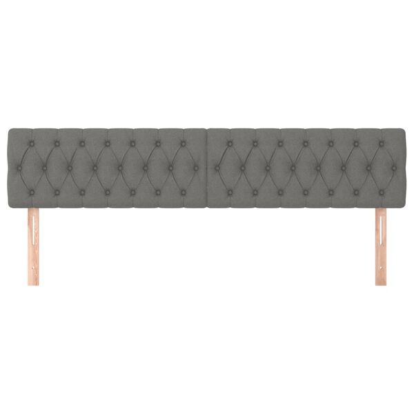 vidaXL Табла за легло, тъмносива, 180x7x78/88 см, плат