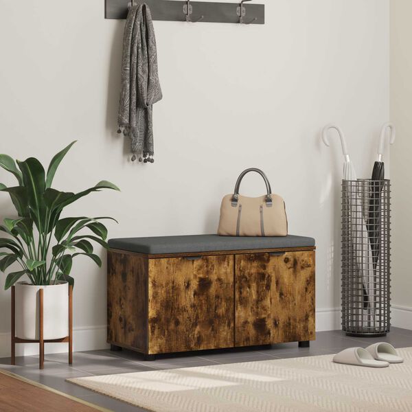 vidaXL Пейка за коридор с възглавница Димян дъб 80 x 46 x 46 см