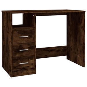 vidaXL Бюро с чекмеджета, опушен дъб, 102x50x76 см, инженерно дърво