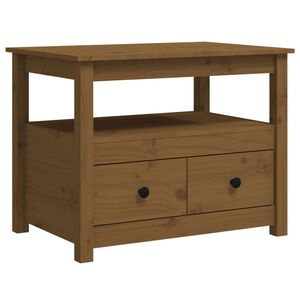 vidaXL Кафе маса, меденокафява, 71x49x55 см, борово дърво масив