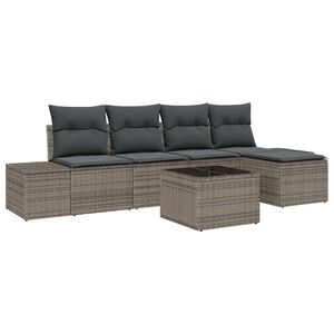 vidaXL Градински Софа Комплект 5 pcs Светлосиво полиратан