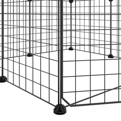 vidaXL Клетка за животни с врата, 8 панела, черна, 35x35 см, стомана