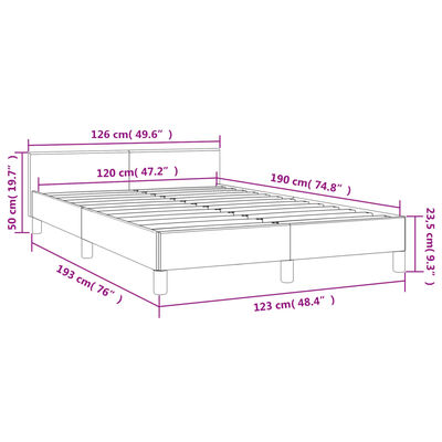 vidaXL Рамка за легло с табла, тъмносива, 120x190 см, кадифе