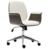 vidaXL Офис стол, бял, извито дърво и изкуствена кожа
