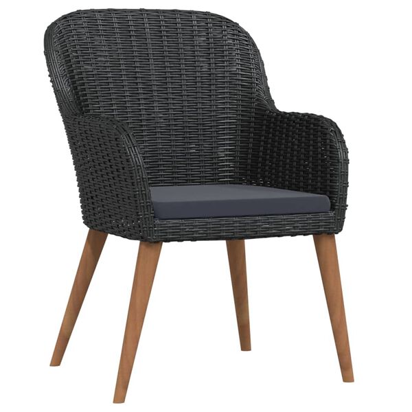 vidaXL Градински трапезен комплект с възглавници 7 части черен