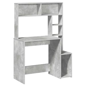 vidaXL Бюро с рафтове, бетонно сиво, 100x45x140 см, инженерно дърво