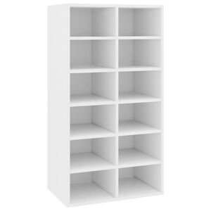 vidaXL Етажерка за обувки, бяла, 54x34x100,5 см, инженерно дърво