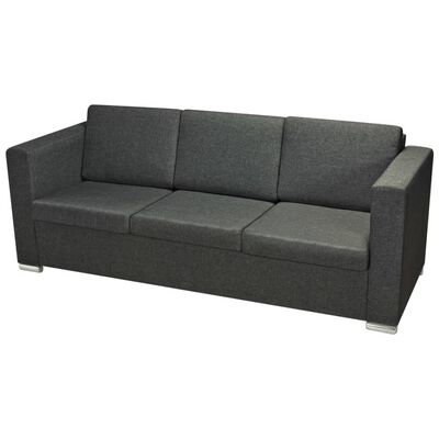 vidaXL 3-местен диван плат тъмносив