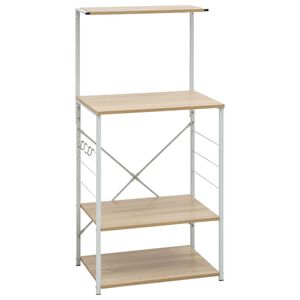 vidaXL Шкаф за микровълнова бял и дъб 60x39,6x123 см инженерно дърво