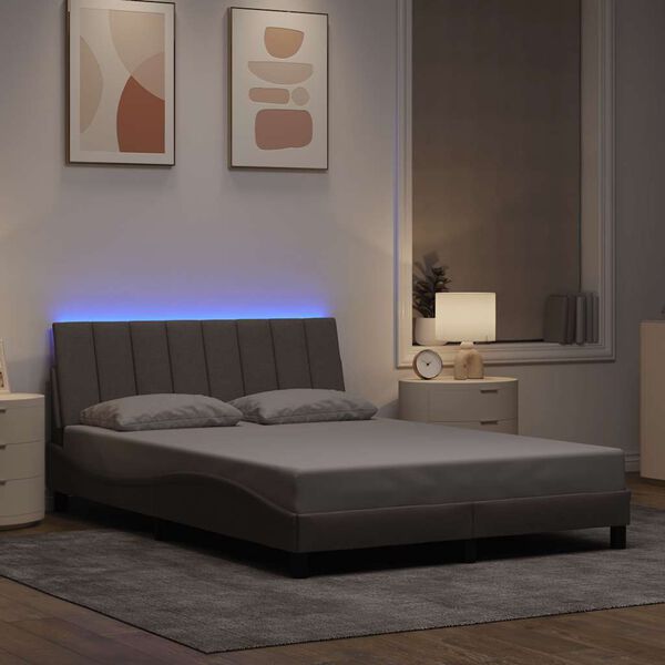 vidaXL Рамка за легло без матрак Hanko, таупе, 120x200 см, плат