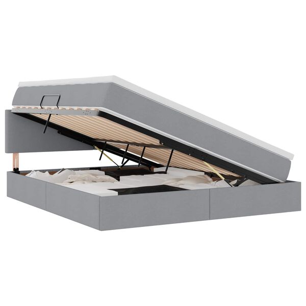 vidaXL Легло с място за съхранение и матрак Светлосиво 180 x 200 cm