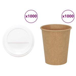vidaXL хартиени чаши за кафе с капачки 1000 бр. 8oz 200ml