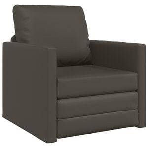 vidaXL Подов разтегателен диван 2-в-1 сив 112x174x55 см еко кожа