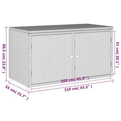 vidaXL Градински шкаф за съхранение, кафяв, 110x55x60,5 см, полиратан