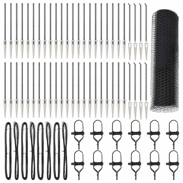 vidaXL Стълб за ограда. Сив 100 x 0,5 м (25 мм мрежа) Стомана и PVC