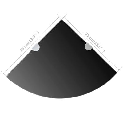 vidaXL Ъглов рафт от черно стъкло с държачи в цвят хром, 35x35 см