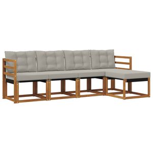 vidaXL Комплект дивани за открито 5 pcs Естествено и светло сиво