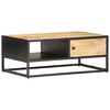 vidaXL Кафе маса с резбована врата, 90x55x36 см, грубо мангово дърво