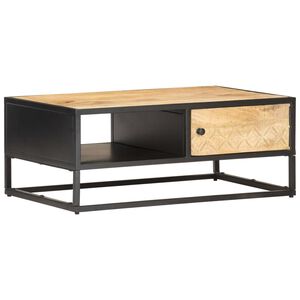 vidaXL Кафе маса с резбована врата, 90x55x36 см, грубо мангово дърво